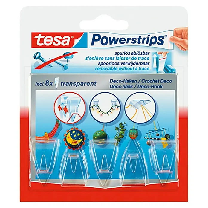 Tesa Powerstrips Ukrasna kuka sa navojem - 5 Kom., Prozirno