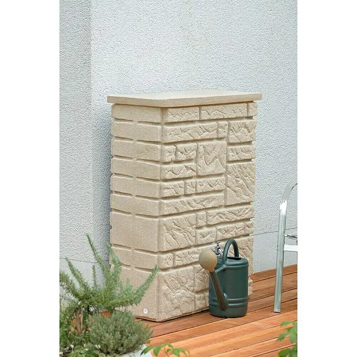 Regentonne Maurano - 300 l, Sandsteinfarben - Rechte Seitenansicht