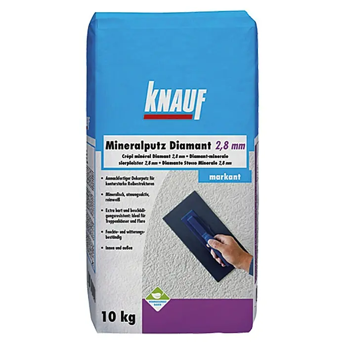 Knauf Mineral-Reibeputz Diamant - Reinweiß, 10 kg, Korngröße: 2,8 mm
