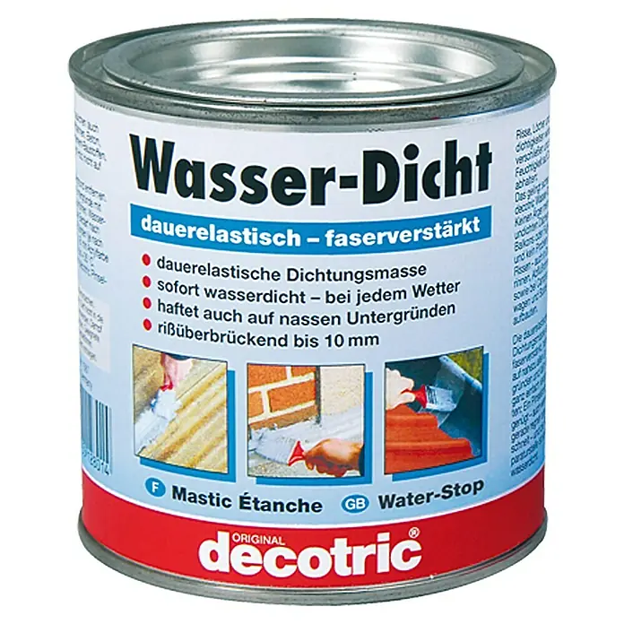 Decotric Dichtmasse Wasser-Dicht - Grau, 375 ml, Dauerelastisch, Rissüberbrückend - Vorderansicht