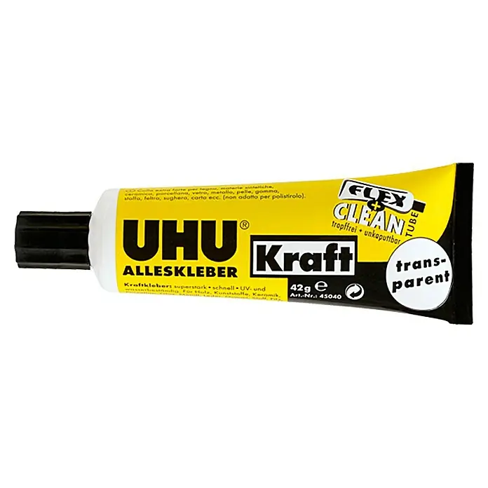 UHU Univerzalno višenamjensko ljepilo Kraft Flex & Clean Kraft - 42 g, Plastična tuba - Pogled s lijeve strane
