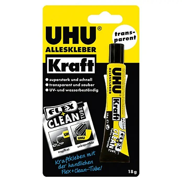 UHU Alleskleber Kraft Flex & Clean Kraft - 18 g, Kunststofftube - Vorderansicht