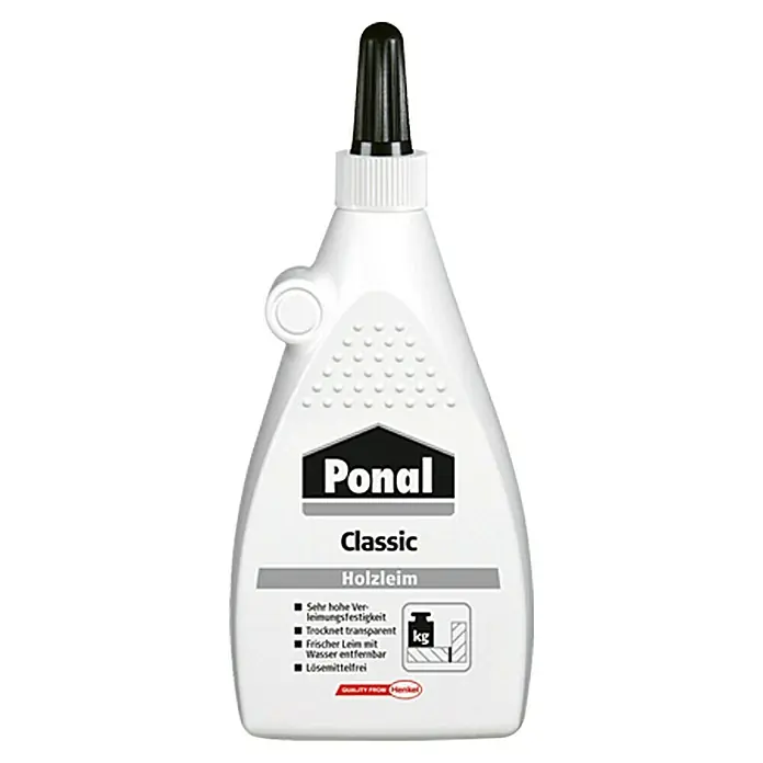 Ponal Holzleim Classic - 225 g, Lösemittelfrei, Transparent (getrocknet) - Vorderansicht