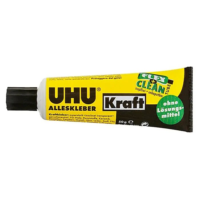 UHU Alleskleber Kraft Flex & Clean - 50 g, Kunststofftube, Lösemittelfrei - Vorderansicht