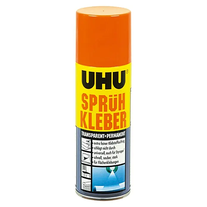 UHU Sprühkleber transparent + permanent - 200 ml, Sprühdose - Vorderansicht