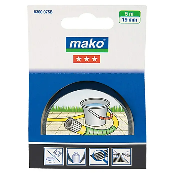 Mako Super-Kraftband - Schwarz, 5 m x 19 mm - Vorderansicht