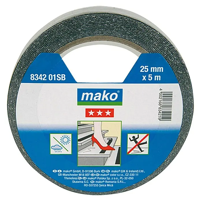 Mako Antirutschband - Schwarz, 5 m x 25 mm - Vorderansicht