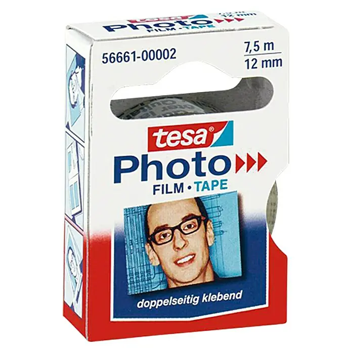 Tesa doppelseitiger Photoklebefilm - 7,5 m x 12 mm - Linke Seitenansicht