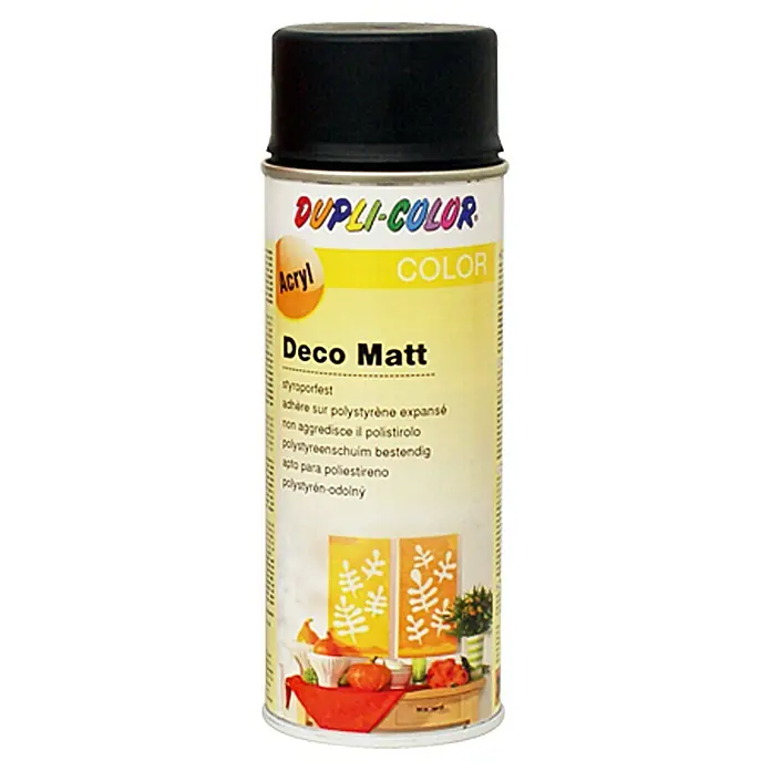 Dupli-Color Deco Mat Acrylspuitlak Zwart - Zwart, 150 ml, Mat - Vooraanzicht