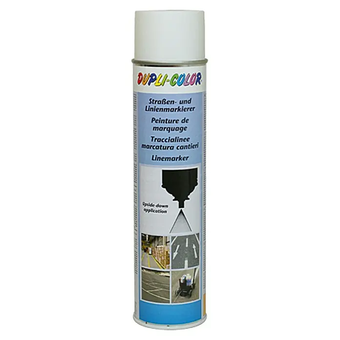 Dupli-Color Markierungsspray Straße / Linie - Weiß, Schnelltrocknend, 600 ml - Vorderansicht