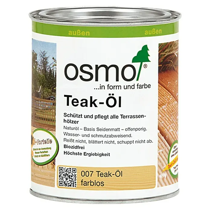 Osmo Teak-Öl Seidenmatt 007 - 750 ml, Farblos - Vorderansicht