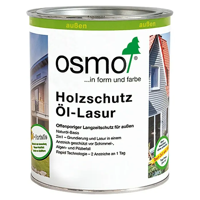 Osmo Holzschutz Öl-Lasur - Basaltgrau - 903, 750 ml, Seidenmatt - Vorderansicht