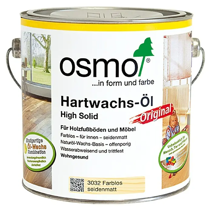 Osmo High Solid Hartwachsöl Original 3032 - Farblos, 2,5 l, Seidenmatt - Vorderansicht