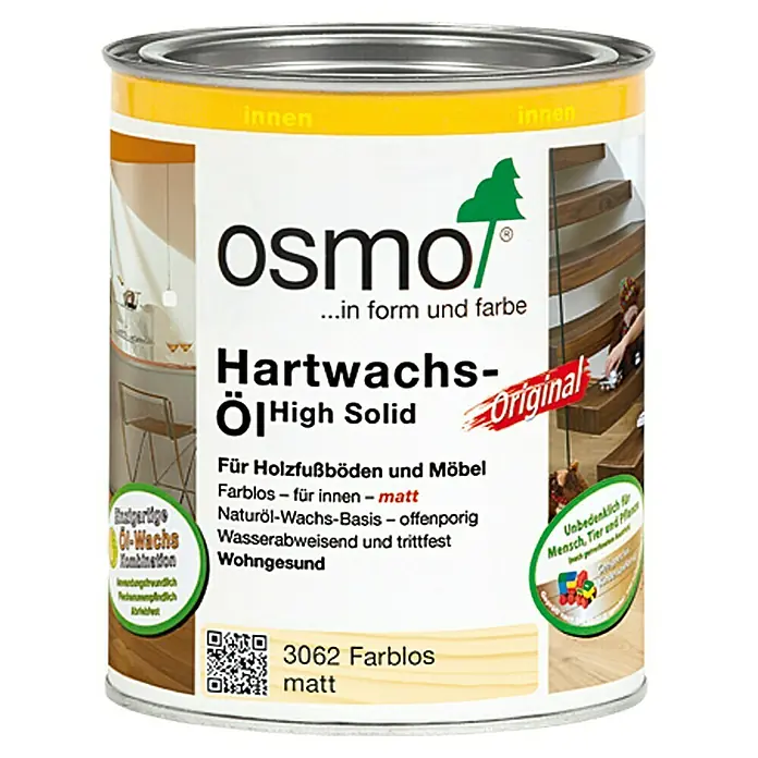 Osmo High Solid Hartwachsöl Original 3062 - Farblos, 750 ml, Matt - Vorderansicht