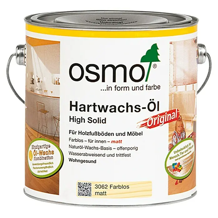Osmo High Solid Hartwachsöl Original 3062 - Farblos, 2,5 l, Matt - Vorderansicht