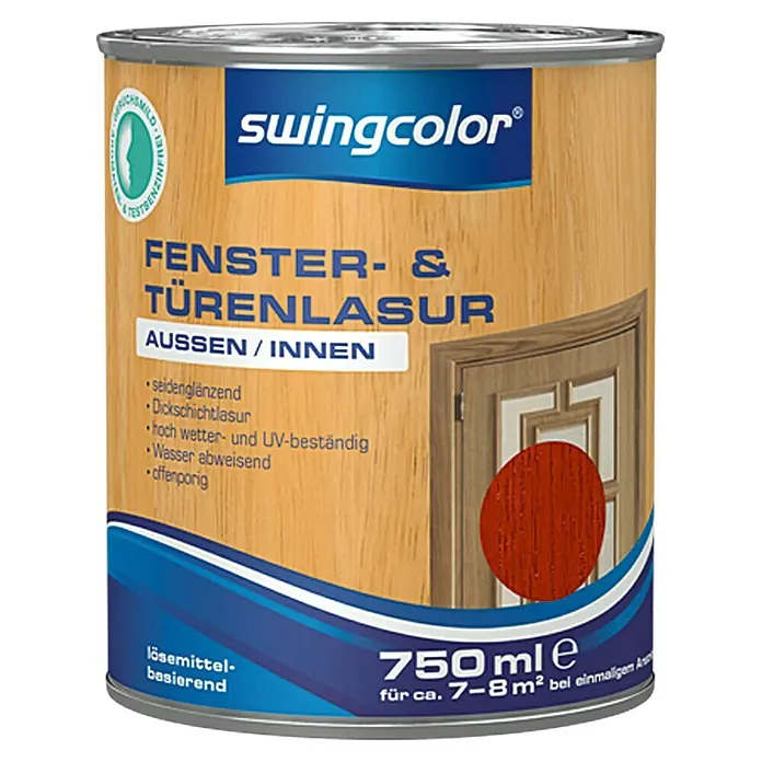 swingcolor Fenster- & Türenlasur - Mahagoni, 750 ml, Seidenglänzend, Lösemittelbasiert - Vorderansicht