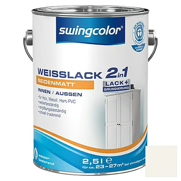 swingcolor 2in1 Weißlack - 2,5 l, Weiß, Seidenmatt