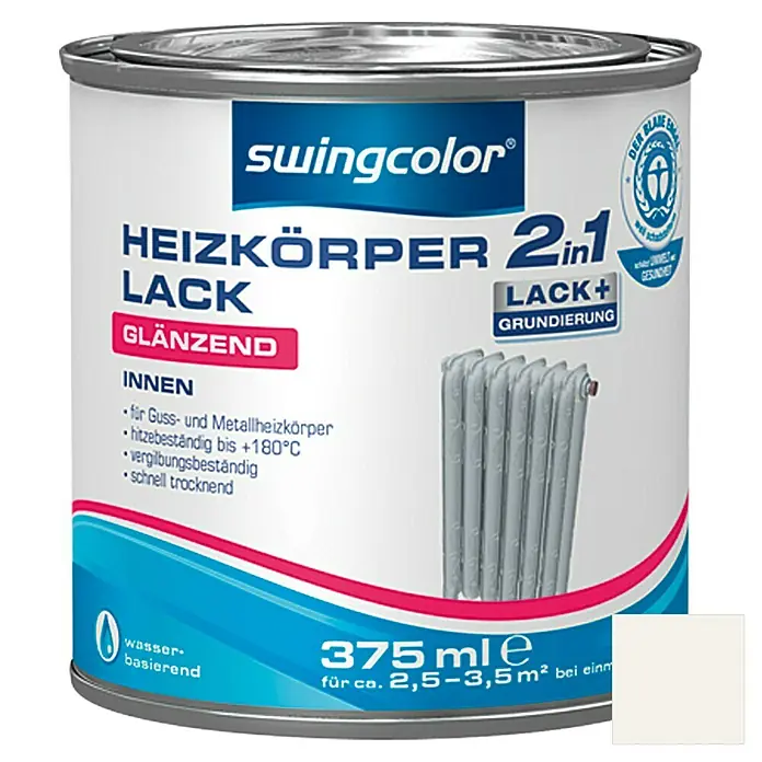 swingcolor 2in1 Heizkörperlack - Weiß, 375 ml, Glänzend, Hitzebeständig