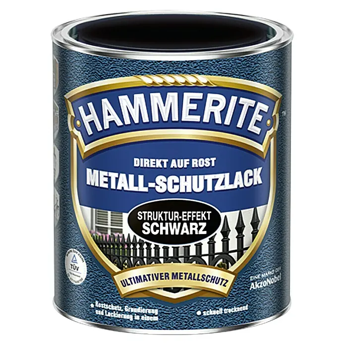 Hammerite Metall-Schutzlack Struktur-Effekt - Schwarz, 750 ml, Matt, Lösemittelhaltig, Kunstharz