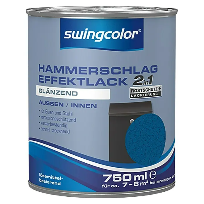swingcolor Hammerschlag-Effektlack - Dunkelblau, 750 ml, Glänzend, Lösemittelbasiert - Vorderansicht