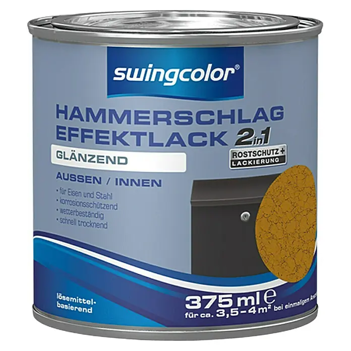 swingcolor Hammerschlag-Effektlack - Kupfer, 375 ml, Glänzend, Lösemittelbasiert - Vorderansicht