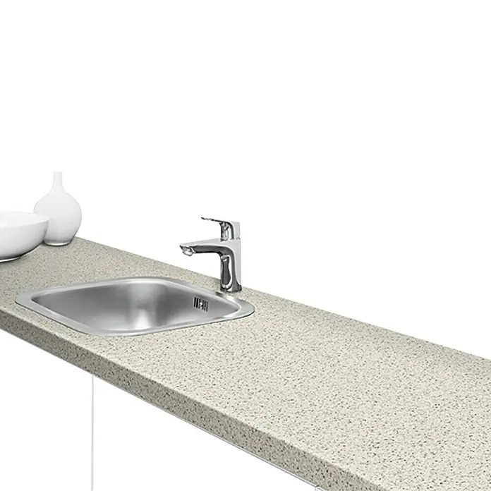 Resopal Basic Küchenarbeitsplatte nach Maß - Arctic Melange, Max. Zuschnittsmaß: 365 cm, Stärke: 3,8 cm, Breite: 60 cm - Stimmungsaufnahme
