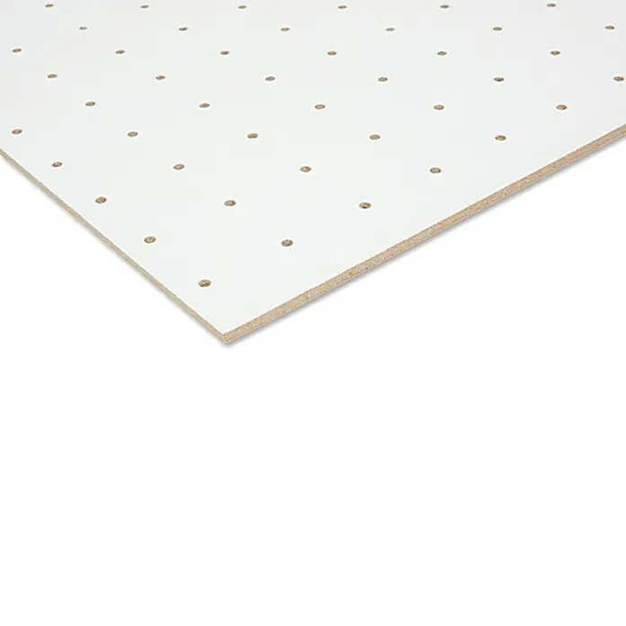 Lochplatte nach Maß - Weiß, Max. Zuschnittsmaß: 2.600 x 1.000 mm, Durchmesser Bohrung: 3 mm, Stärke: 3 mm - Rechte Seitenansicht