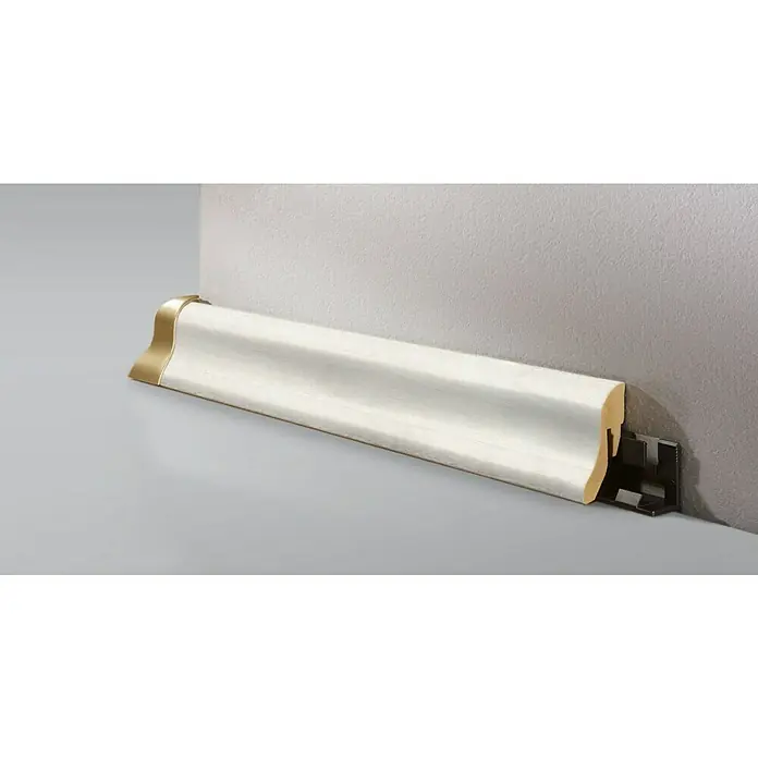 LOGOCLIC Podna kutna lajsna K40 hrast bijeli - 2,6 m x 22 mm x 40 mm, Vitičasti oblik - Živopisni prikaz