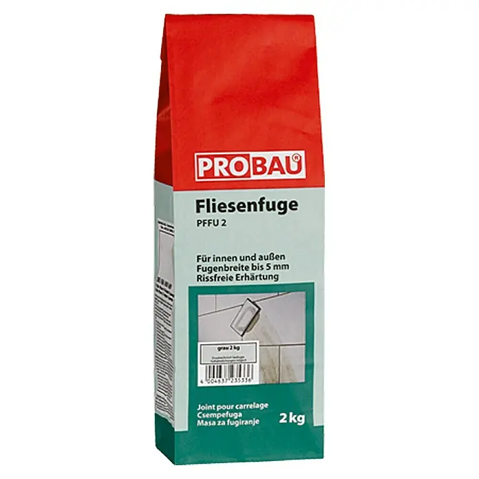 Probau Masa za fugiranje za pločice - Sive boje, 2 kg - Pogled sprijeda