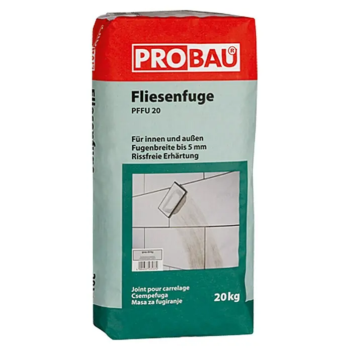 Probau Masa za fugiranje za pločice - Sive boje, 20 kg - Pogled sprijeda