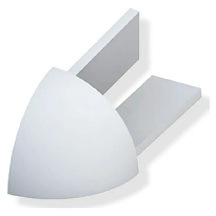 Viertelkreis-Außeneck - Acrylnitril-Butadien-Styrol (ABS), Manhattangrau, Höhe: 10 mm, 4 Stk. - Linke Seitenansicht