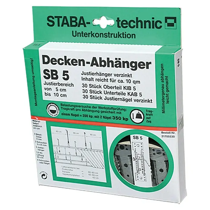 Staba Soporte para techo SB 5 - Ajustable: 5 cm - 10 cm, 30 uds. - Vista de perfil derecho