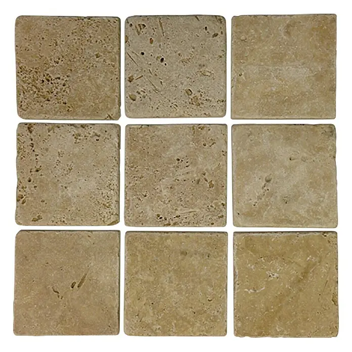 Antikmarmor Travertin - 10 x 10 cm, Beige, Matt - Ansicht von oben
