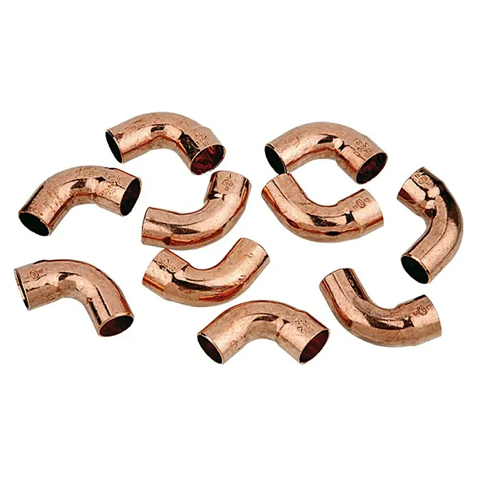 Kupfer-Bogen 5001A - Durchmesser: 22 mm, Winkel: 90 °, 10 Stk. - Vorderansicht