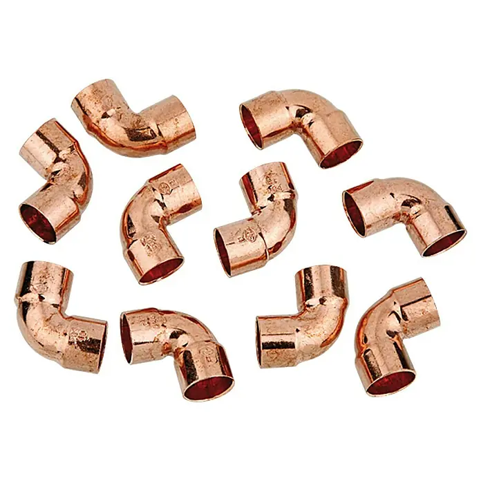 Kupfer-Winkel 5090 II - Durchmesser: 15 mm, 10 Stk., 90 °, Beidseitige Muffe - Vorderansicht