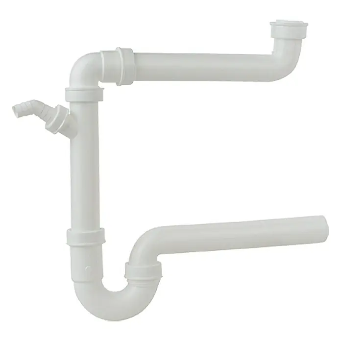 Spültisch-Siphon Raumspar - 1½″, DN 50, Kunststoff, Weiß - Vorderansicht