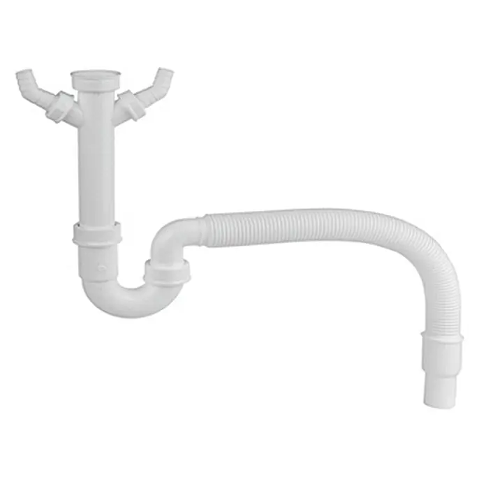 Spültisch-Siphon - 1½″, DN 40/DN 50, Schrauben, Weiß