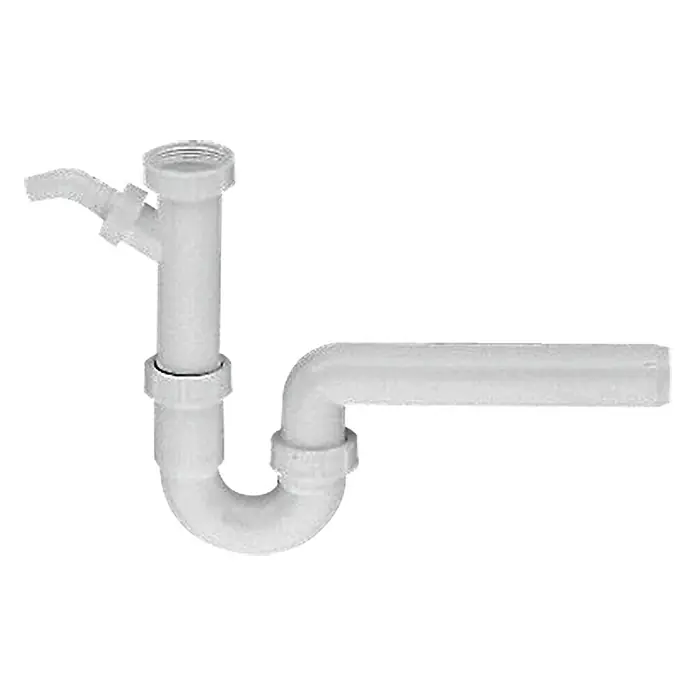 Röhrensiphon - 1½″, Kunststoff, Weiß, Spüle, Geeignet für: Spülen, DN 50