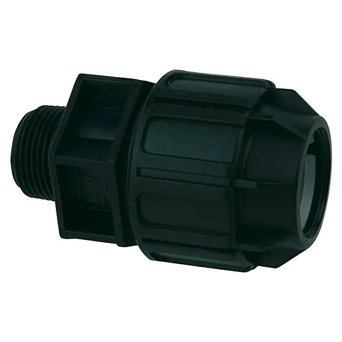HDPE prijelaz za okiten - Promjer: 20 mm, Vanjski navoj: ½″, Polietilen - Pogled sprijeda