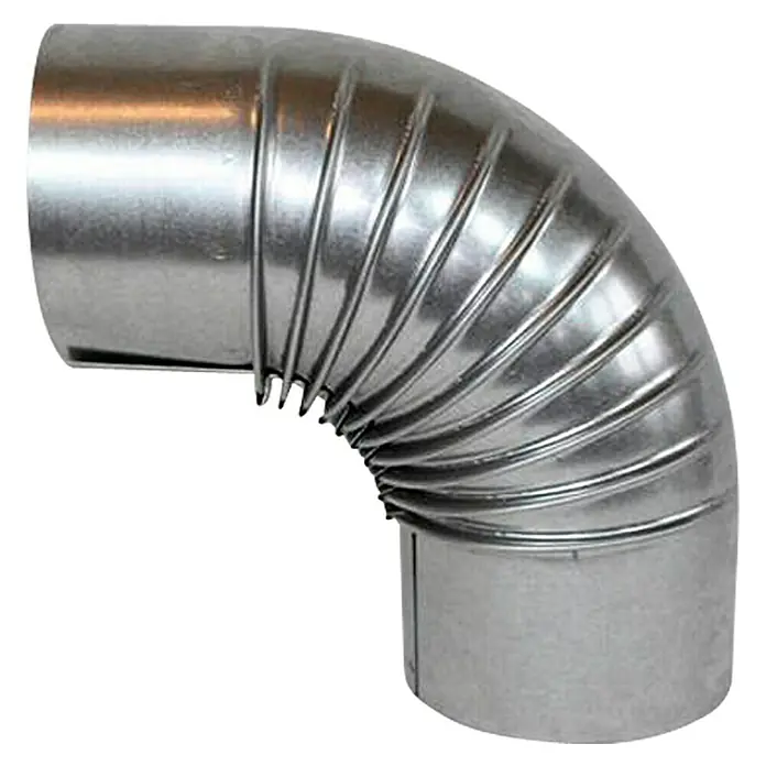 Ofenrohrbogen - Durchmesser: 120 mm, Bogenwinkel: 90 °, Feueraluminiert, Silbergrau