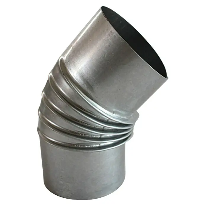Ofenrohrbogen - Durchmesser: 120 mm, Bogenwinkel: 45 °, Feueraluminiert, Silbergrau