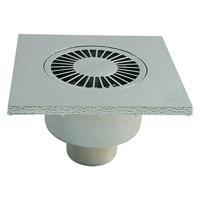 Badablauf - 150 x 150 mm, Abgang: Senkrecht, Durchmesser Rohranschluss: 50 mm - Vorderansicht