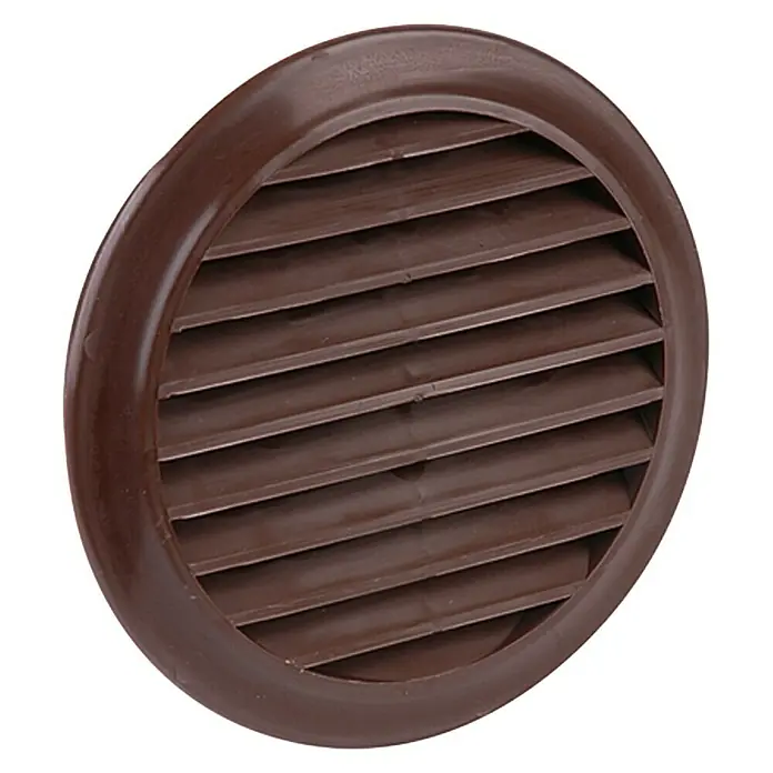 Air-Circle Okrugla ventilacijska rešetka - Smeđe boje, Promjer spojnog dijela: 100 mm, S mrežom za muhe - Pogled s desne strane