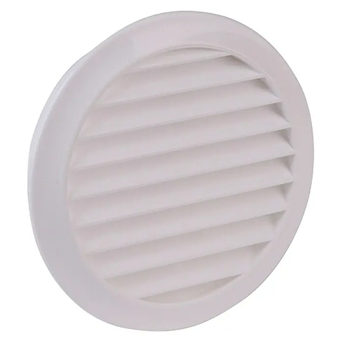 Air-Circle Okrugla ventilacijska rešetka - Bijele boje, Promjer spojnog dijela: 100 mm, S mrežom za muhe - Pogled s desne strane