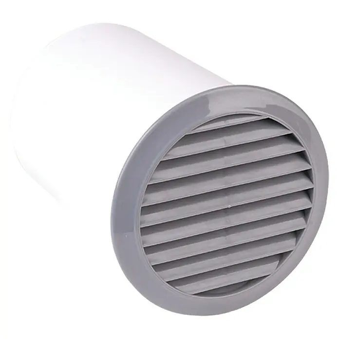 Air-Circle Okrugla ventilacijska rešetka - Sive boje, Promjer spojnog dijela: 100 mm, S priključcima - Pogled s desne strane