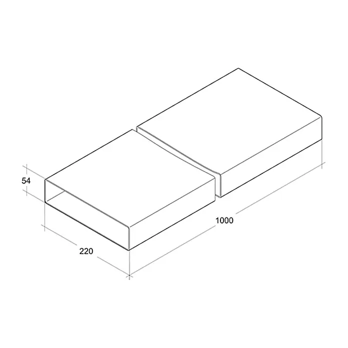 Air-Circle Plosnata ventilacijska cijev - 100 x 22 x 5,4 cm - Pogled s lijeve strane