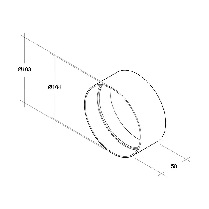 Air-Circle Vanjski spojnik za okruglu cijev - Promjer: 100 mm, Bijele boje - Pogled s lijeve strane