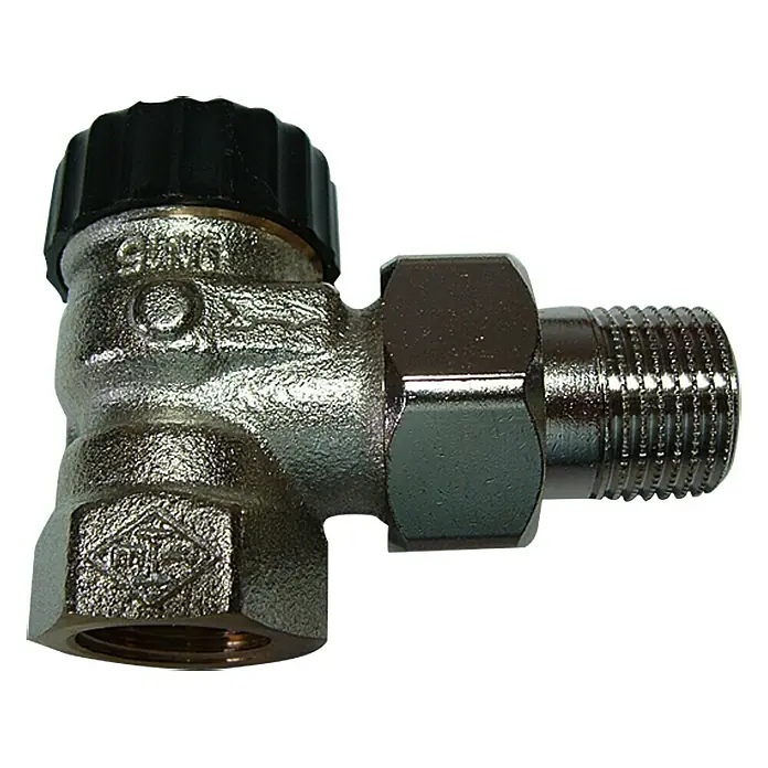 Heimeier Thermostat-Ventilunterteil - ½″, Eck - Ansicht von oben
