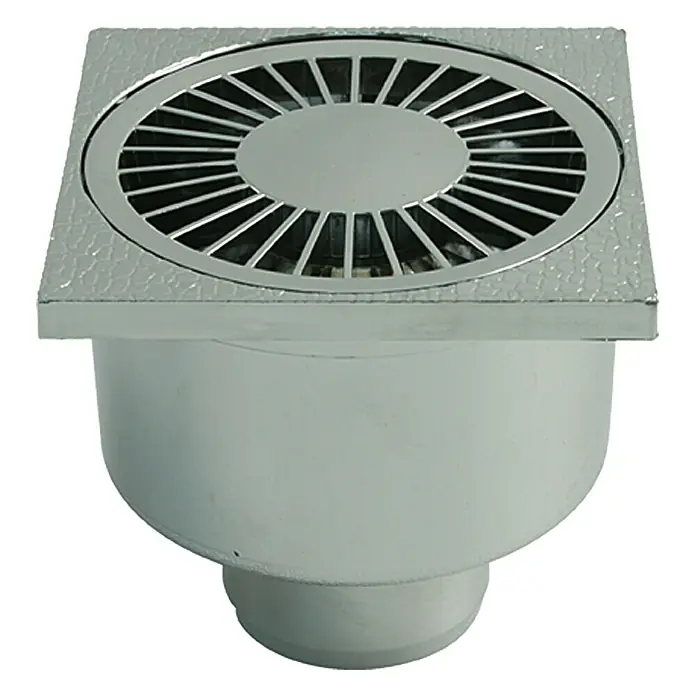 Odvod za kupaonicu - 100 x 100 mm, Odvod: Okomito, Promjer priključka za cijev: 50 mm - Pogled sprijeda