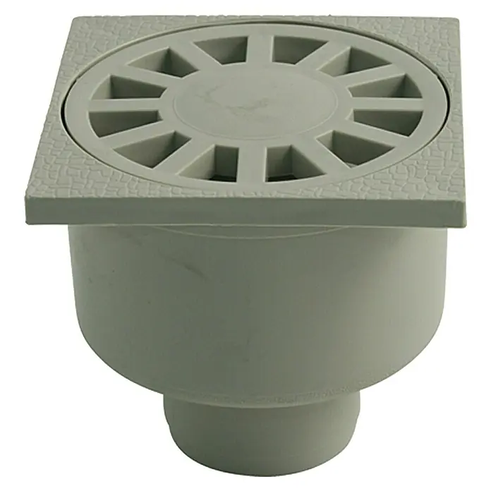 Podni odvod - 100 x 100 mm, Odvod: Okomito, Promjer priključka za cijev: 50 mm - Pogled sprijeda